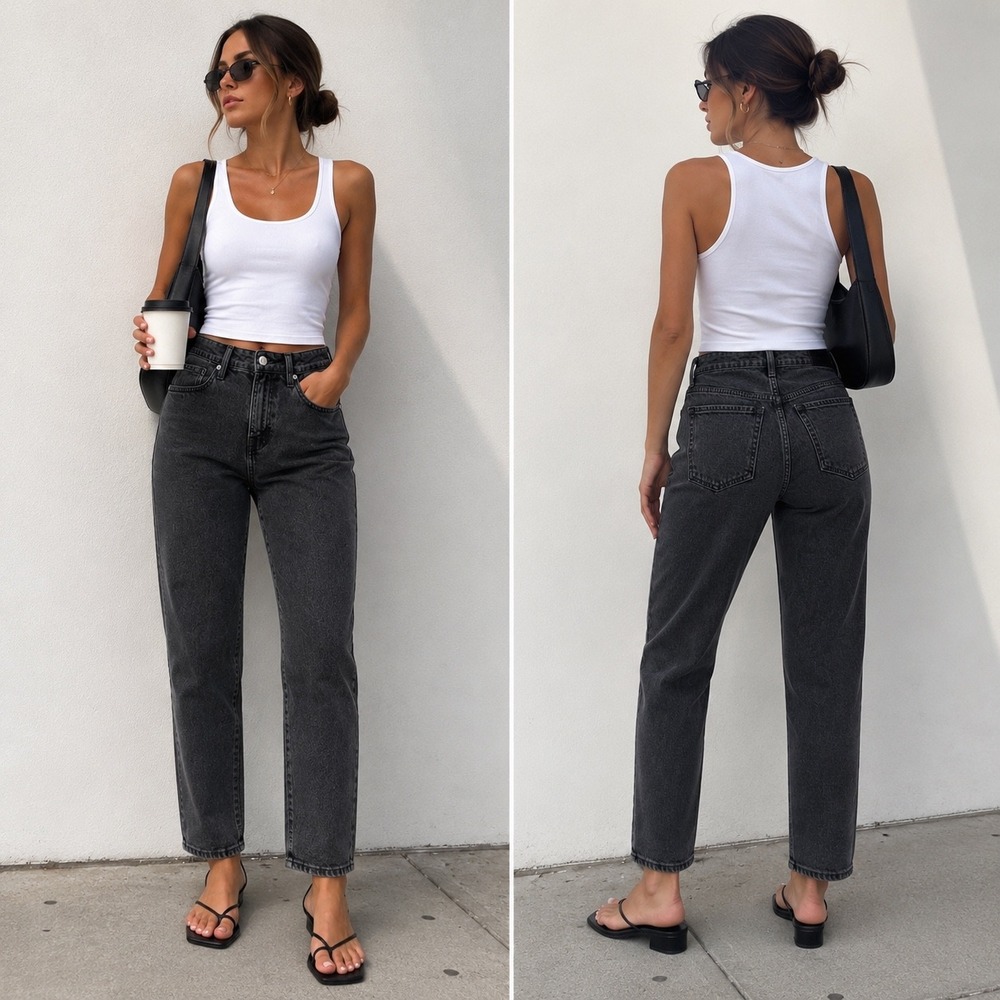 Old Navy High Rise O.G. Straight Leg 90s Minimalist Black Wash Jeans Size 6 - Picture 9 of 9